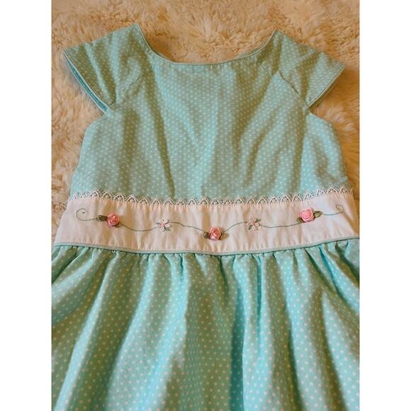 Rebecca Raggs original Baby Blue Polka Dot tie back dress size 10 - Picture 4 of 6